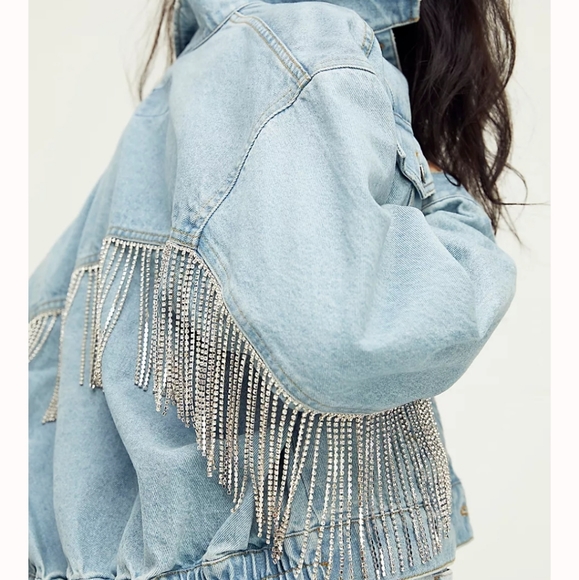 diamond fringe denim jacket